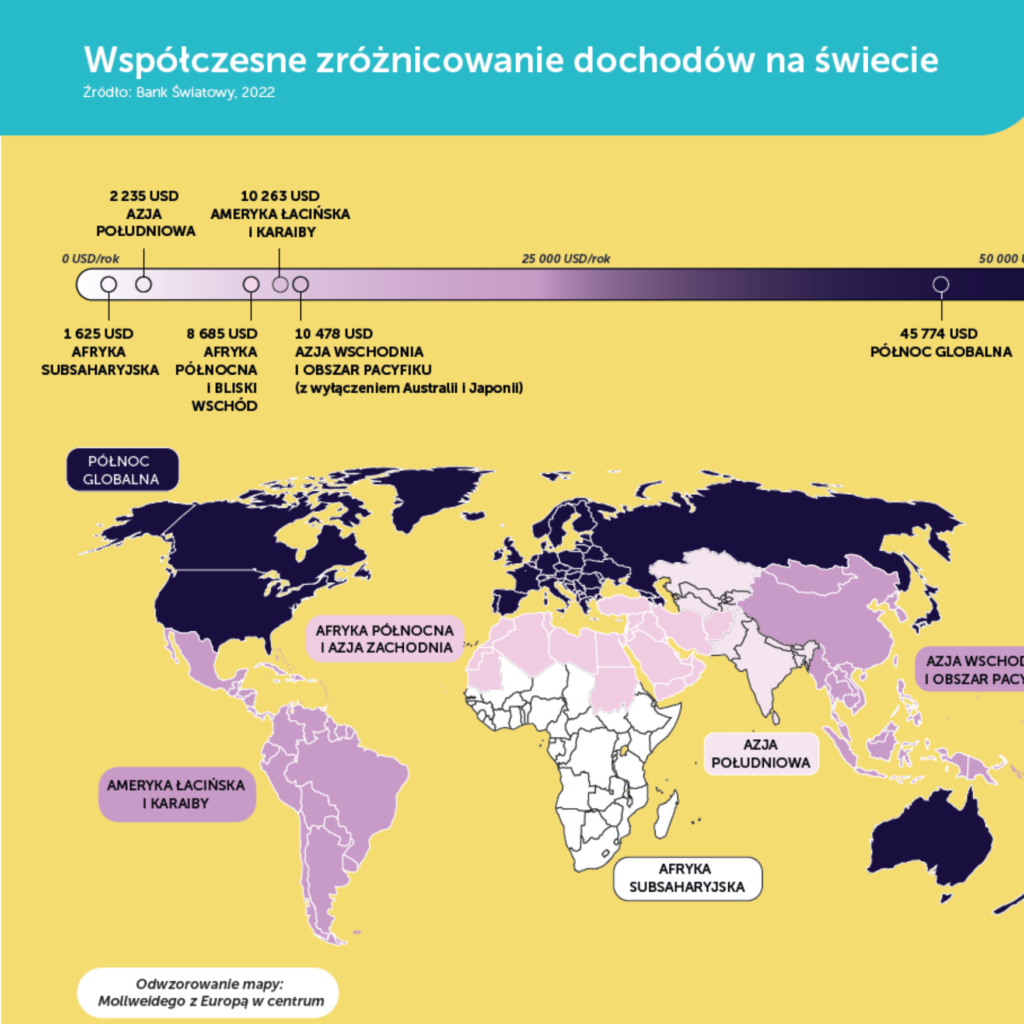 Podgląd mapy pt. Współczesne zróżnicowanie dochodów na świecie