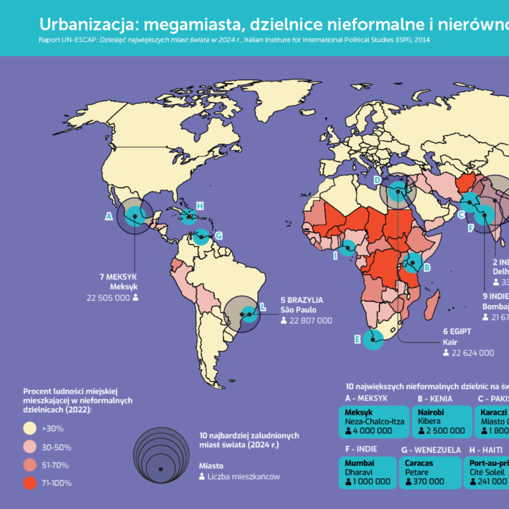 Podgląd mapy pt. Urbanizacja: megamiasta, dzielnice nieformalne i nierówności